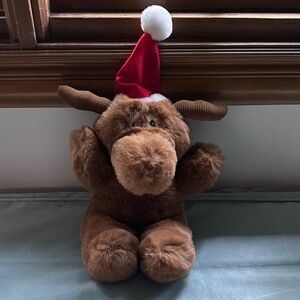 Vintage X- Mas Moose America Wego Brown plush stuffed 13"